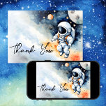 Outer space astronaut baby shower thank you card<br><div class="desc">Outer space astronaut baby shower editable template thank you card instant digital download,  cute watercolor baby in a space suit flying in space thank you card download</div>