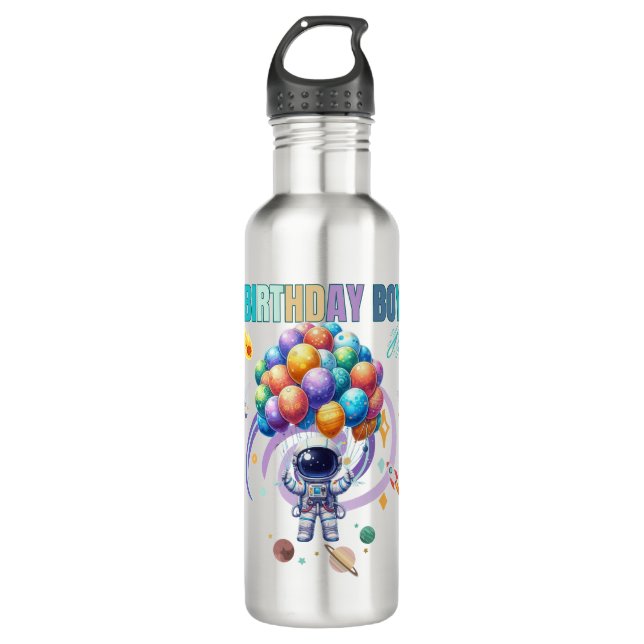 Outer Space Astronaut Birthday Boy  710 Ml Water Bottle (Front)