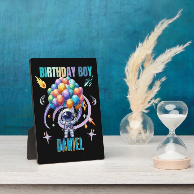 Outer Space Astronaut Birthday Boy  Plaque (Side)