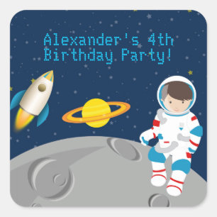 Outer Space Astronaut Birthday Party Sticker