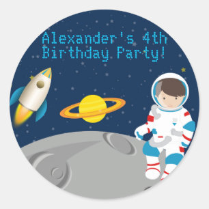 Outer Space Astronaut Birthday Party Sticker