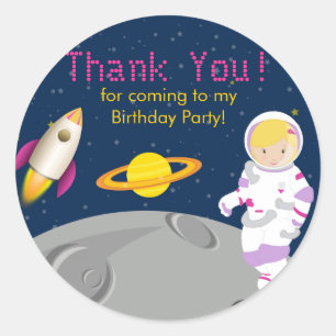 Outer Space Astronaut  Birthday Party Sticker