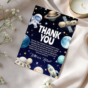 Outer Space Astronaut Birthday Thank You Invitation