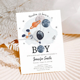Outer Space Astronaut Boy Baby Shower Invitation