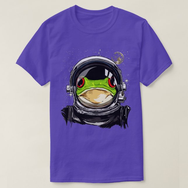 Outer Space Astronaut Frog Animal Face Frog Lover  T-Shirt (Design Front)