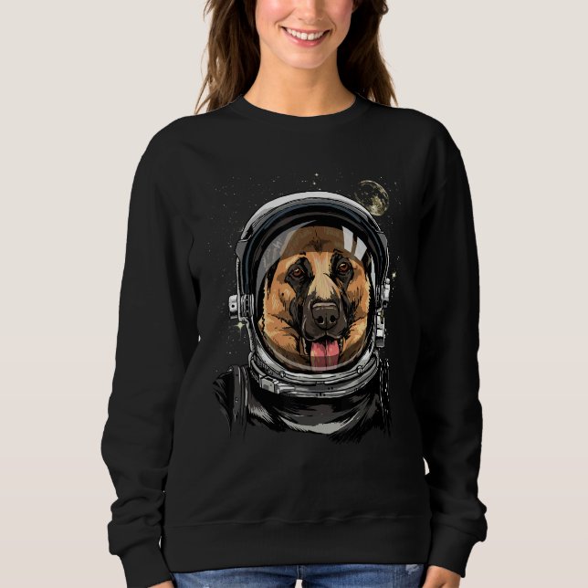Outer Space Astronaut German Shepherd Dog  Astrono Sweatshirt (Front)