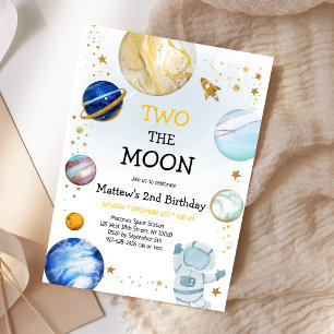 Outer Space Astronaut Planet Galaxy 2nd Birthday  Invitation