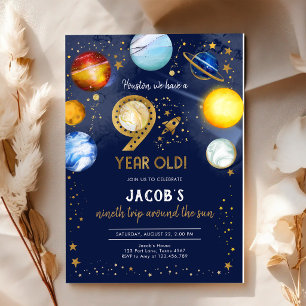 Outer Space Astronaut Planet Galaxy 9th Birthday Invitation