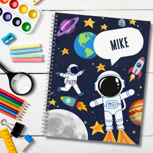 Outer Space Astronaut Planet Moon Stars,Cute Kid Notebook