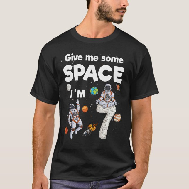 Outer Space Astronaut Planets Seven Year Old 7th B T-Shirt (Front)