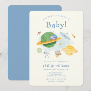 Outer Space Astronaut Spaceship Baby Shower  Invitation