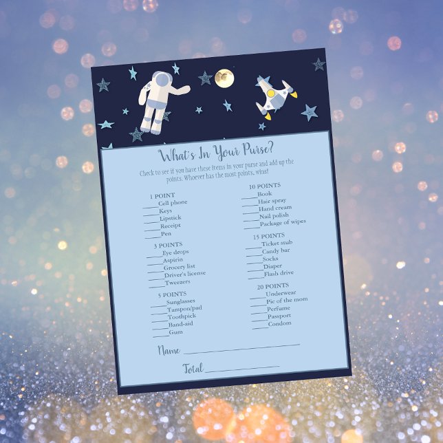 Outer Space Astronaut What's In Your Purse Game Invitation (Creator Uploaded)