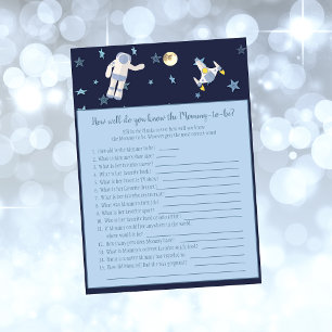 Outer Space Astronaut Who Knows Mummy Baby Game Invitation