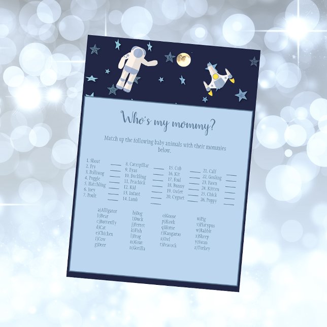 Outer Space Astronaut Who's My Mummy Baby Game Invitation (Creator Uploaded)
