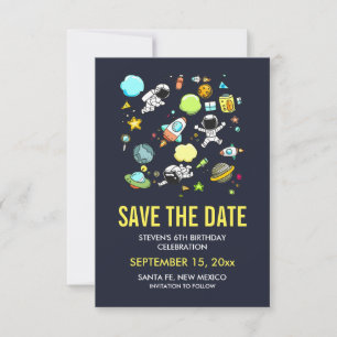 Outer Space Astronauts & Rockets Save the Date