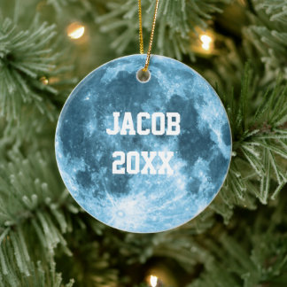 Outer Space Astronomy Astronaut Custom Name Moon  Ceramic Tree Decoration