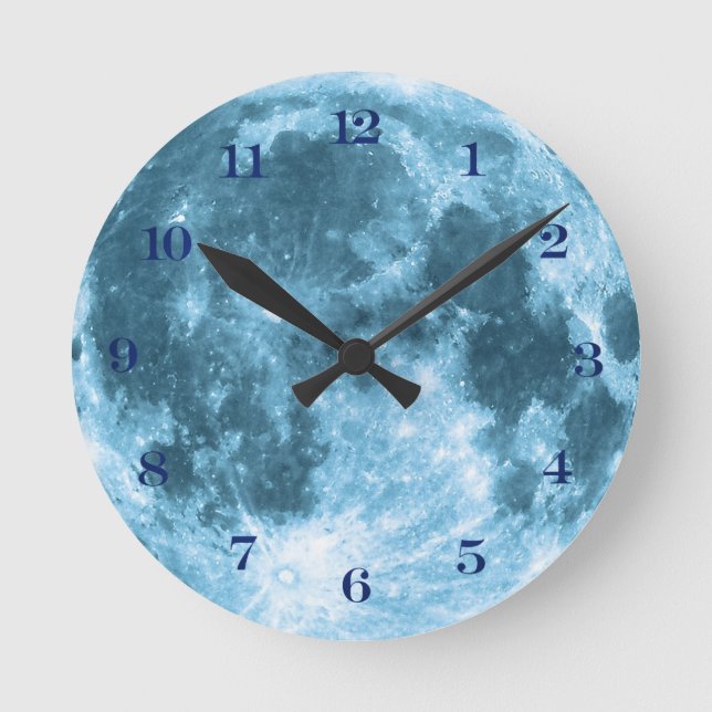 Outer Space Astronomy Astronaut Nursery Moon  Round Clock (Front)