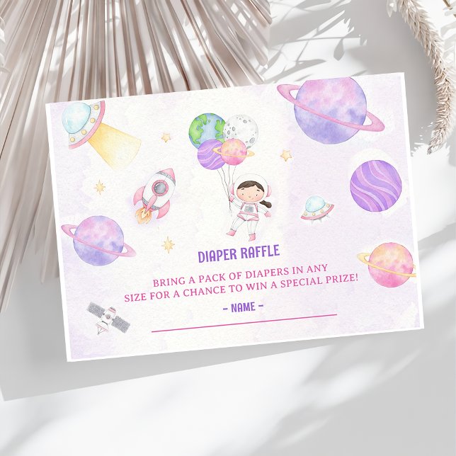 Outer Space Baby Shower Diaper Raffle Ticket  Enclosure Card (Creator Uploaded)