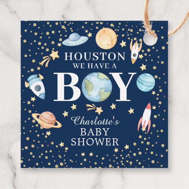 Outer Space Baby Shower Favour Gift Tag (Back)