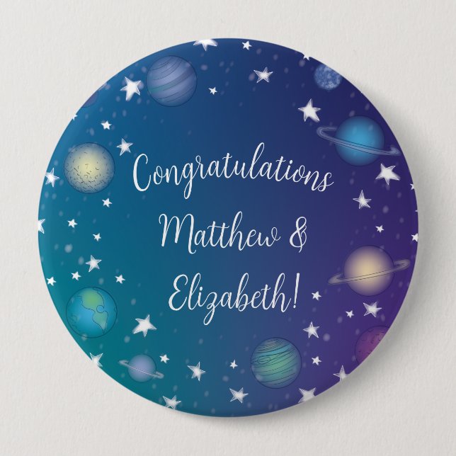 Outer Space Baby Shower Galaxy 10 Cm Round Badge (Front)