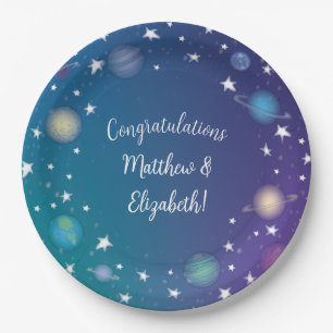 Outer Space Baby Shower Galaxy Paper Plate
