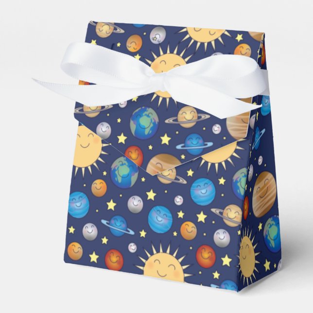 Outer Space Baby Shower Galaxy Universe Stars Favour Box (Front Side)