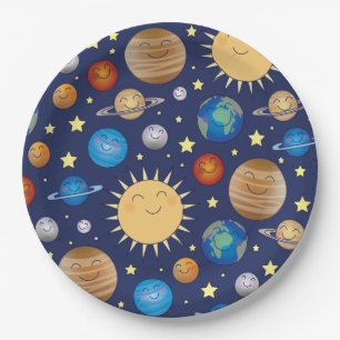 Outer Space Baby Shower Galaxy Universe Stars Paper Plate