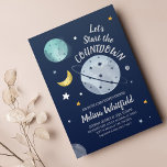 Outer Space Baby Shower Navy Invitation<br><div class="desc">This cute and nerdy baby shower budget invitation is great for organising an outer space theme party for the mum-to-be. 

Add the details to the card by clicking on the "Personalise" button above.</div>