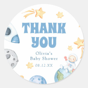 Outer Space Baby Shower Round Sticker