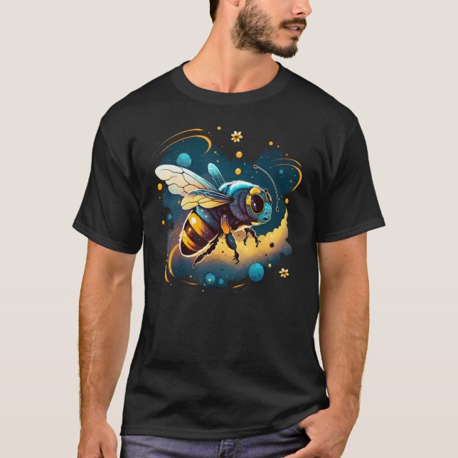 Outer Space Bee on Galaxy Astronaut Bee T-Shirt (Front)