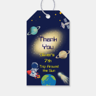 Outer Space Birthday – Astronaut, Rocket, Galaxy Gift Tags
