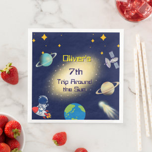 Outer Space Birthday – Astronaut, Rocket & Galaxy Napkin
