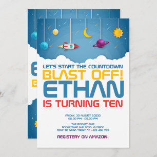 Outer Space Birthday Cosmic Galaxy Party Invitation