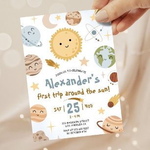 Outer Space Birthday First Trip Around The Sun  Invitation