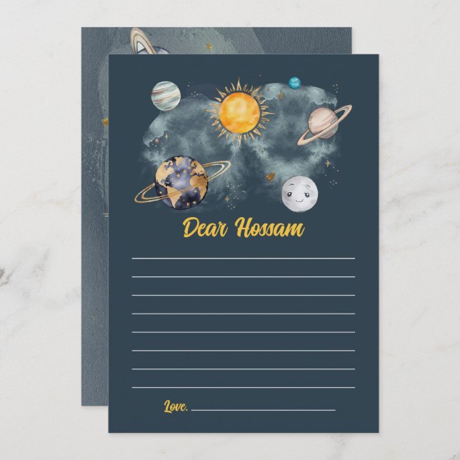 Outer Space Birthday Galaxy Sun Moon Stars Planets Card (Front/Back)