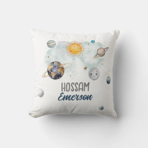 Outer Space Birthday Galaxy Sun Moon Stars Planets Cushion