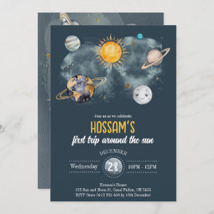 Outer Space Birthday Galaxy Sun Moon Stars Planets Invitation