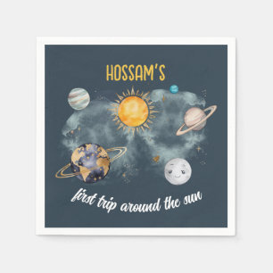 Outer Space Birthday Galaxy Sun Moon Stars Planets Napkin