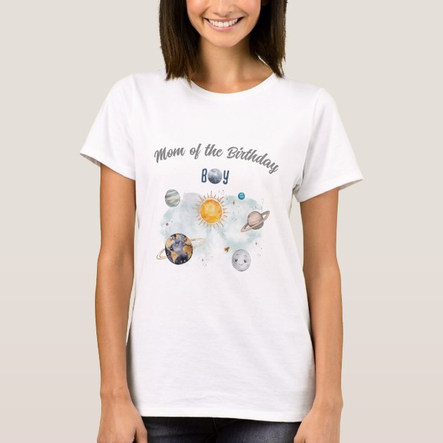 Outer Space Birthday Galaxy Sun Moon Stars Planets T-Shirt (Front)