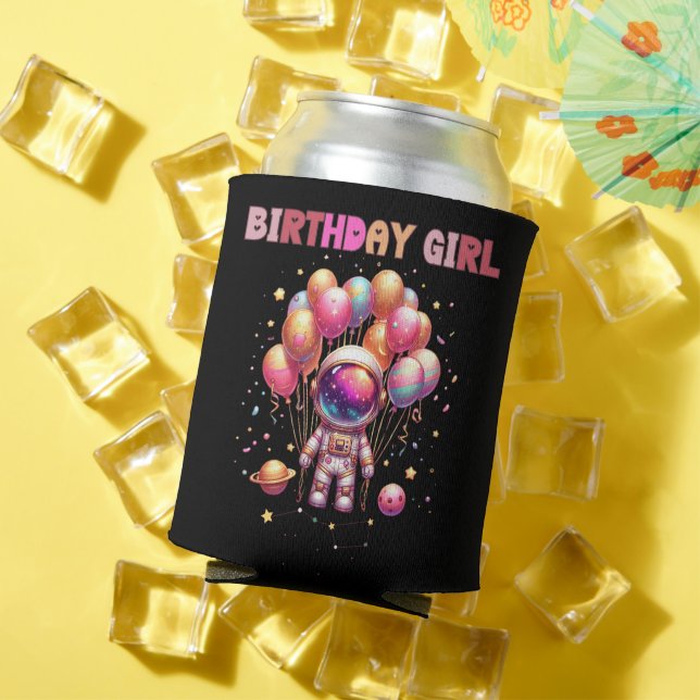 Outer Space Birthday Girl Flight Crew Can Cooler (In Situ Summer)