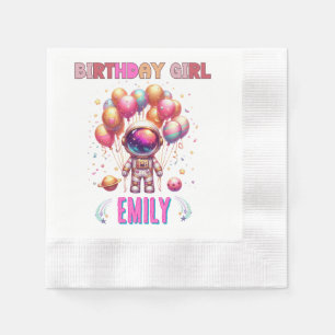 Outer Space Birthday Girl Flight Crew Napkin