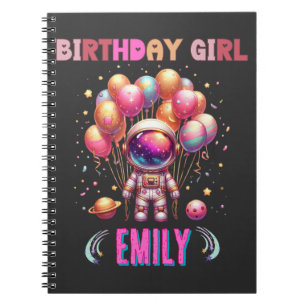 Outer Space Birthday Girl Flight Crew Notebook