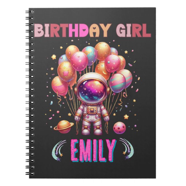 Outer Space Birthday Girl Flight Crew Notebook (Front)