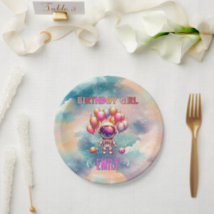 Outer Space Birthday Girl Flight Crew Paper Plate