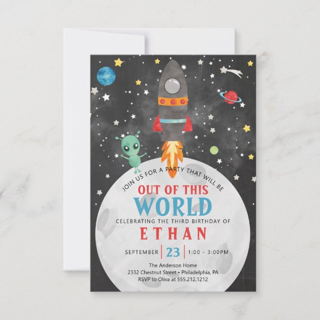 Outer Space Birthday Invitation - Any Age (Front)