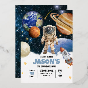 Outer Space Birthday Invitation, Astronaut Galaxy