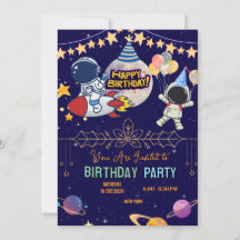 Outer Space Birthday Invitation | Astronaut Rocket