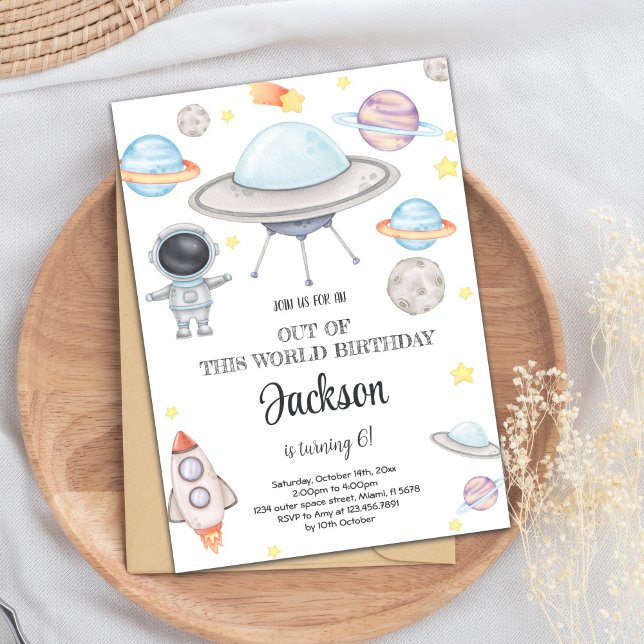 Outer Space Birthday Invitation, Planets Invite (Outer Space Birthday Invitations)