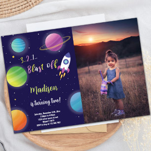 Outer Space Birthday Invitation with Photo