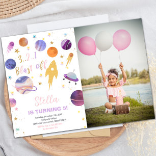 Outer Space Birthday Invitation with Photo